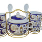 15 Pcs Soup Set with Gold Color Metal Stand