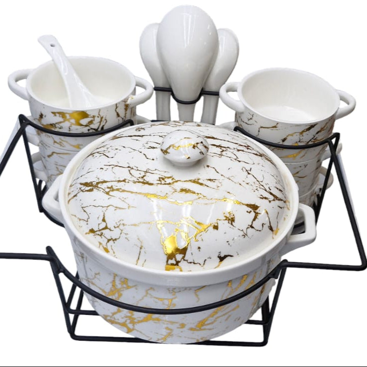 15 Pcs Soup Set with Metal Stand