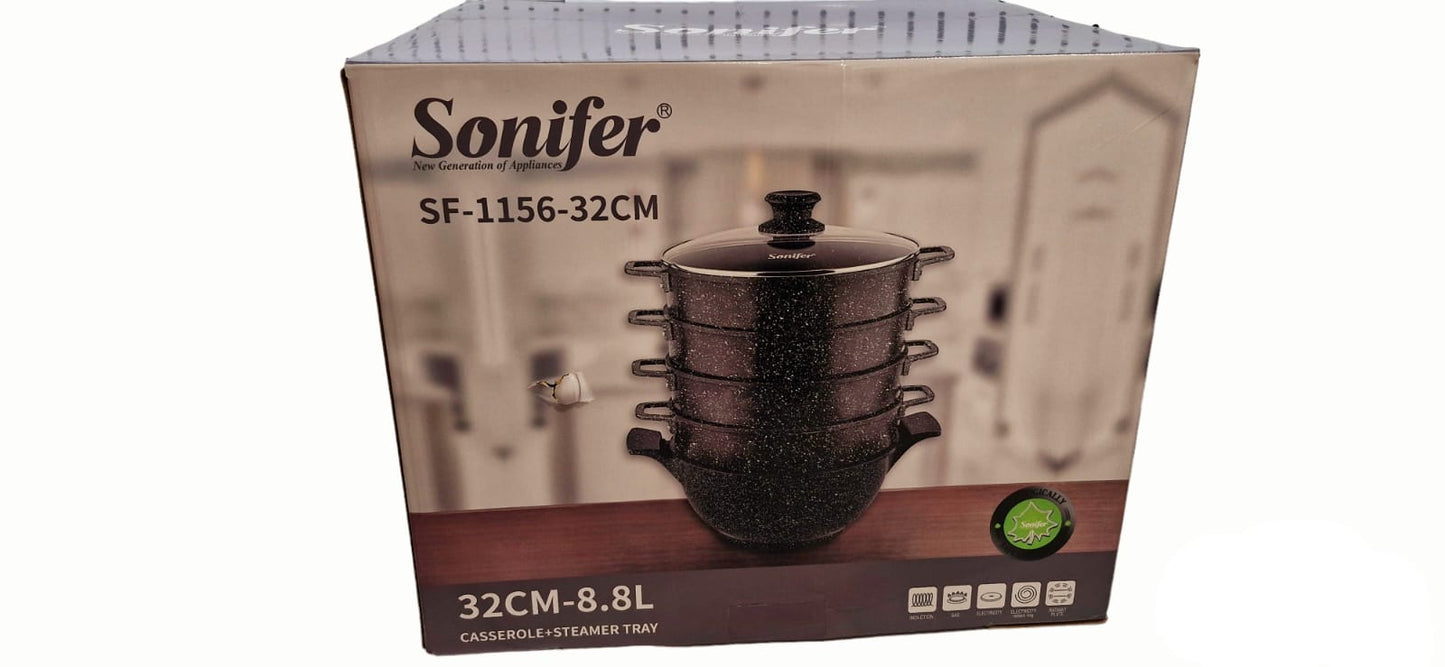 Non Stick Steam Cooker+Casserole 32CM,8.8L