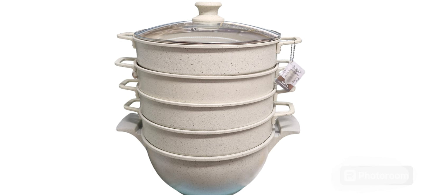 Non Stick Steam Cooker+Casserole 32cm ,8.8L-White