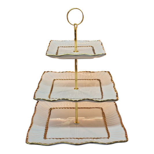 ✨ Elegant 3-Tier Fruit, Dessert & Cake Stand ✨
Golden Edged Design