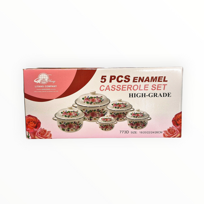 5 Enamel Casserole Cooking Set