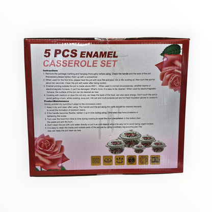 5 Enamel Casserole Cooking Set